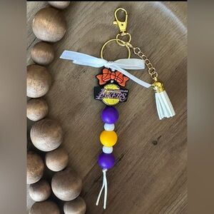 NBA Basketball Game Day LA Lakers Silicone Bag Tote Charm Purple Yellow